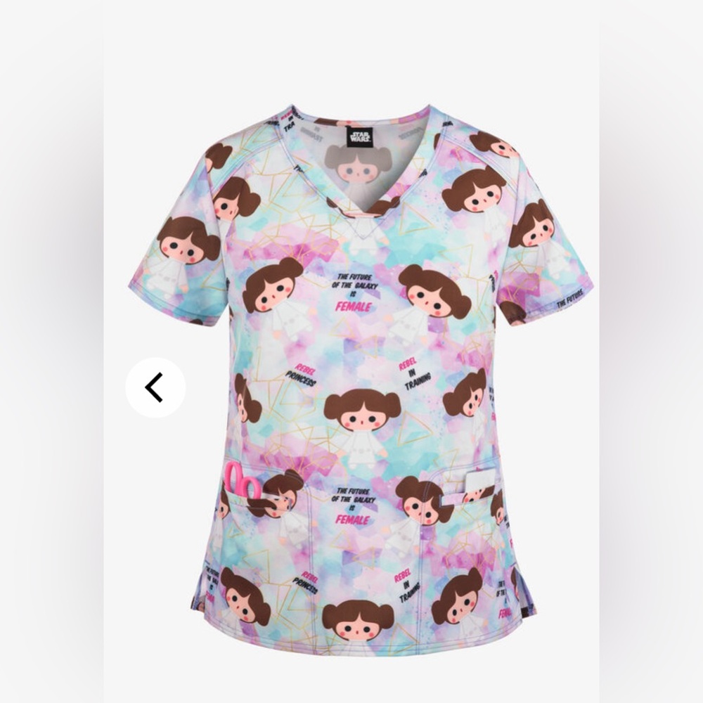 Cherokee Tooniforms Star Wars Rebel Princess Leia Scrub Top XS